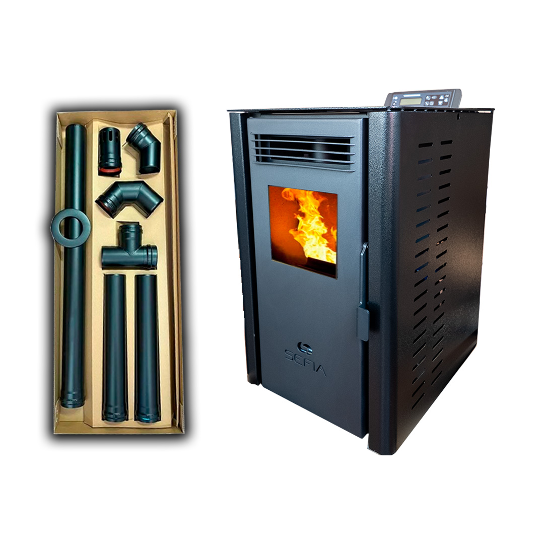 Calefactor A Pellet Premium 4kw 40m2 + Kit De Caños Sefia / SEFIA-PS-P4N