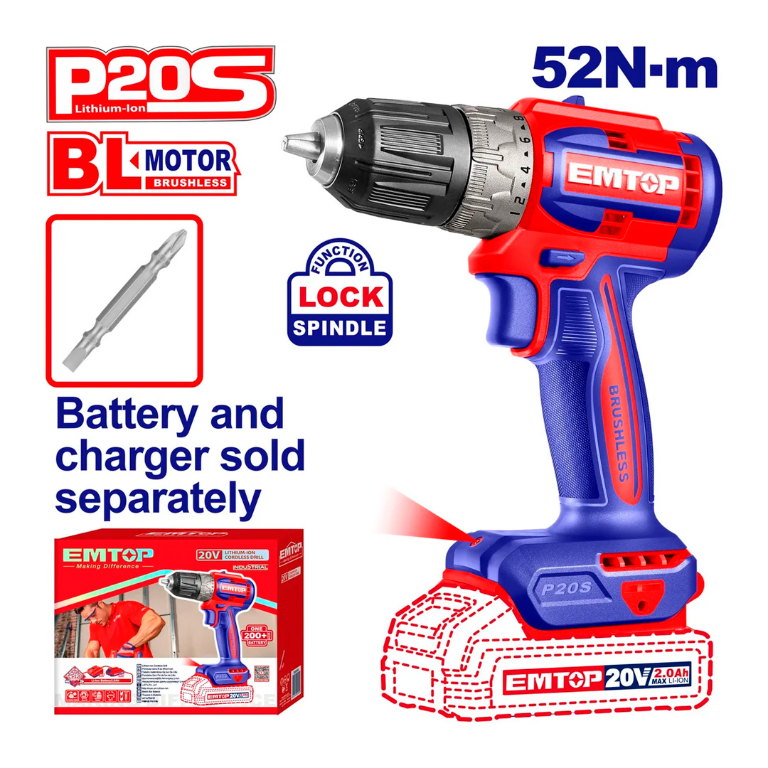 Kit De Amoladora y Atornillador A Batería 4ah 20v P20s Emtop / Combo EMTOP - Imagen 2