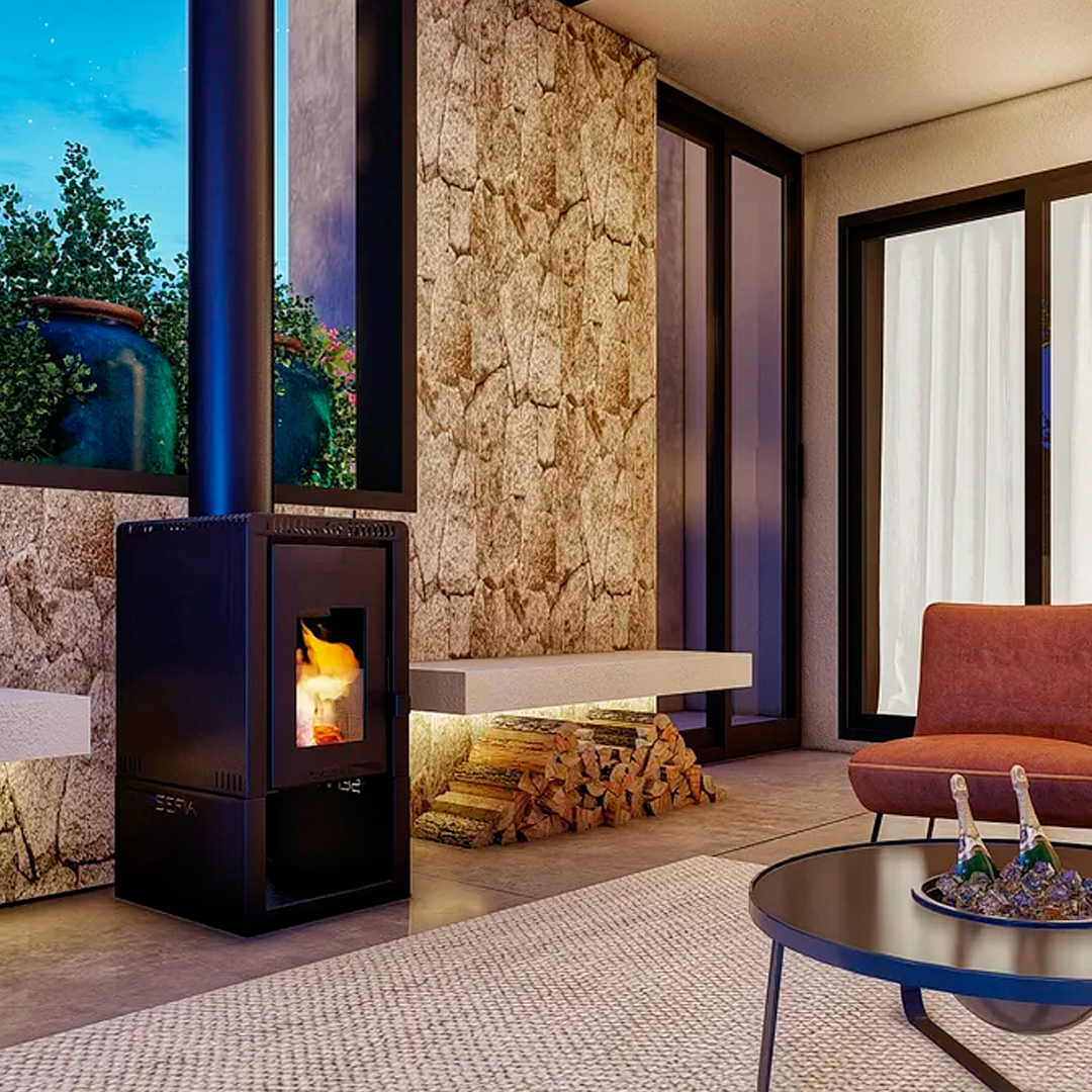 Calefactor Premium a Leña doble Comb. 90m2 Sefia Barcelona / CAL70 - BARCELONA - Imagen 6