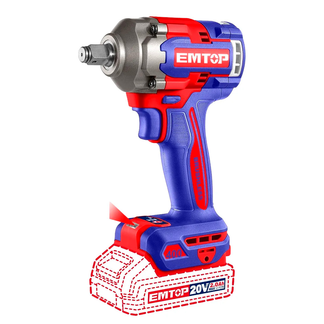 Llave de Impacto a Batería 20v 400 Nm Emtop / ECIWL2040 - Imagen 2