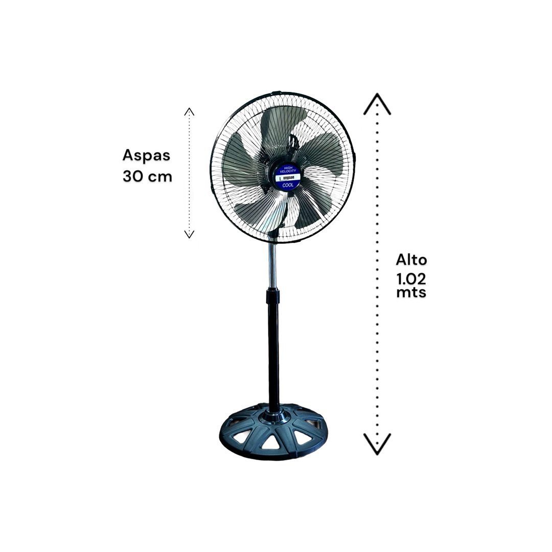 Ventilador de pie Compacto Super Potente 80w 5 Aspas Metal 30 Cm / LONGSON-LS-S12 - Imagen 2