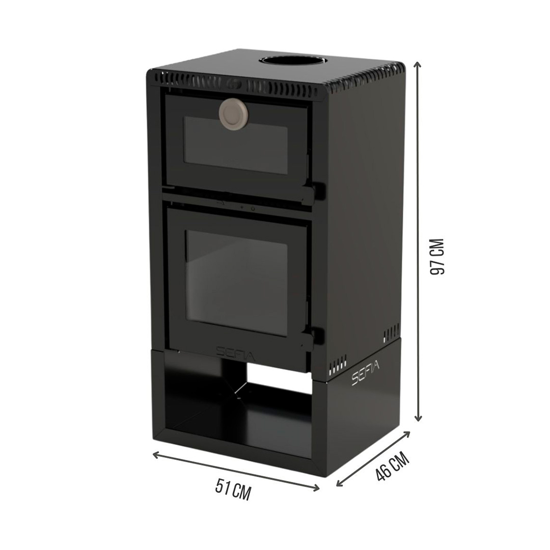 Calefactor Premium A Leña C/horno 130m2 Sefia VIGO / CALFO120 - Imagen 3
