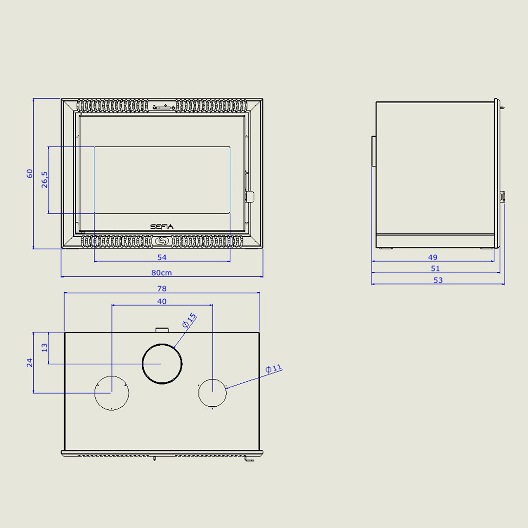 Calefactor Premium a leña para empotrar modelo Ibiza 150m2 / - Imagen 4